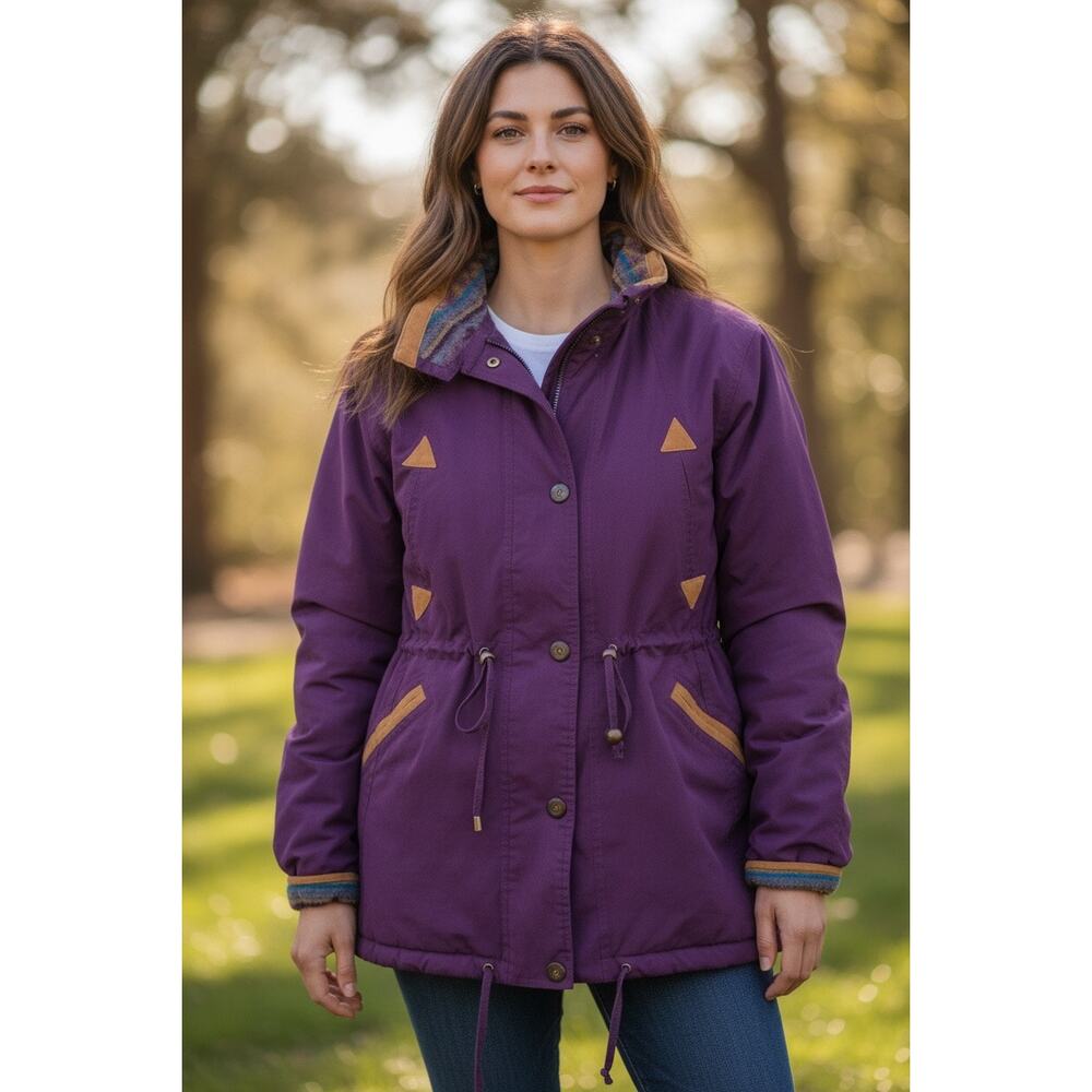 Vintage 80s 90s Current Seen Plum Aztec Women's coat Medium